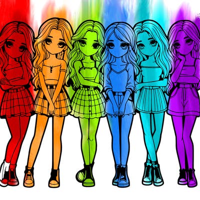 a group of girls realistic