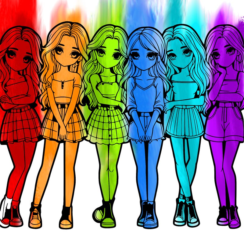 a group of girls realistic