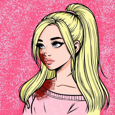 realistic girl with a high ponytail