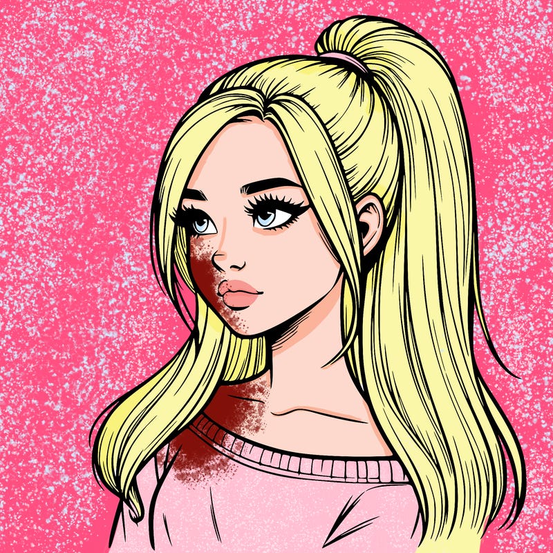 realistic girl with a high ponytail