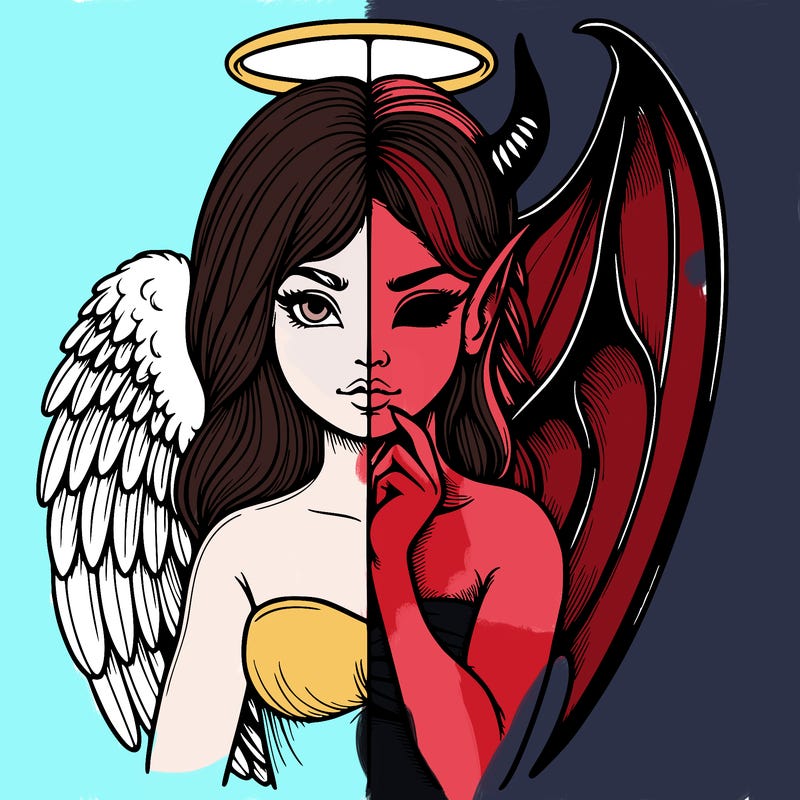 realistic angel half demon