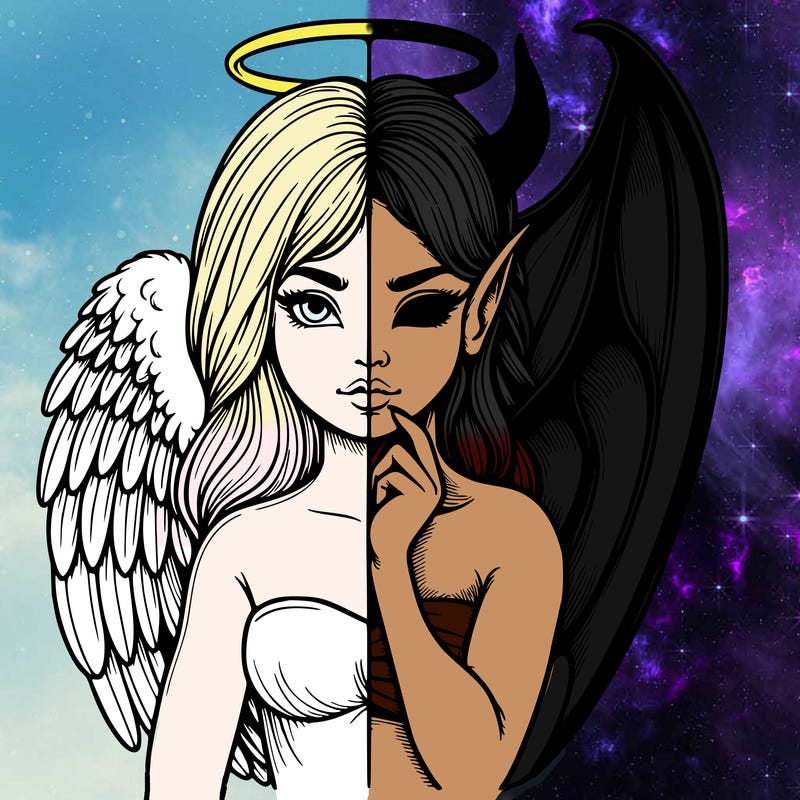 realistic angel half demon