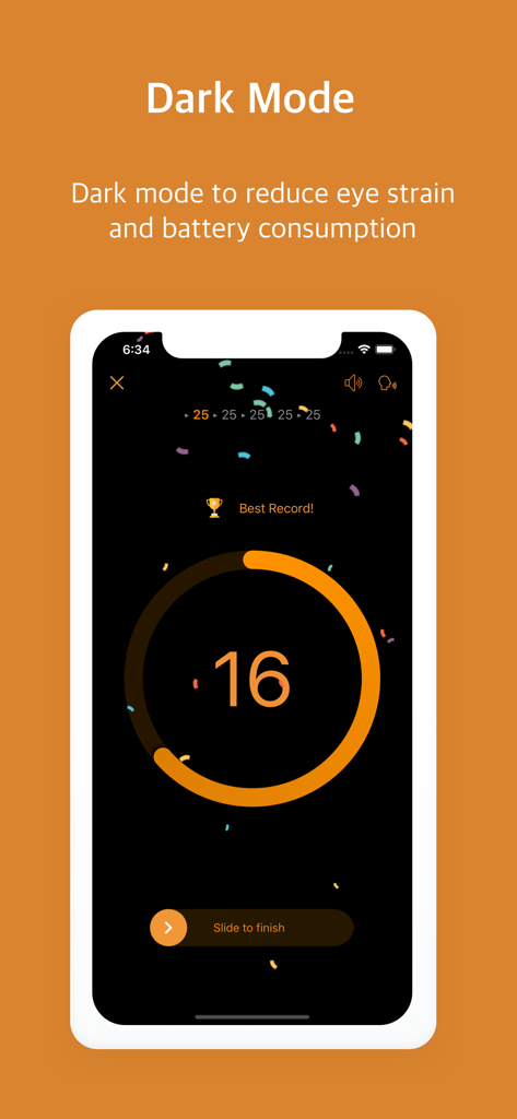 Pushupstar: push ups counter - Pushupstar mobile app interface in dark mode featuring a push up counter and achievement celebration