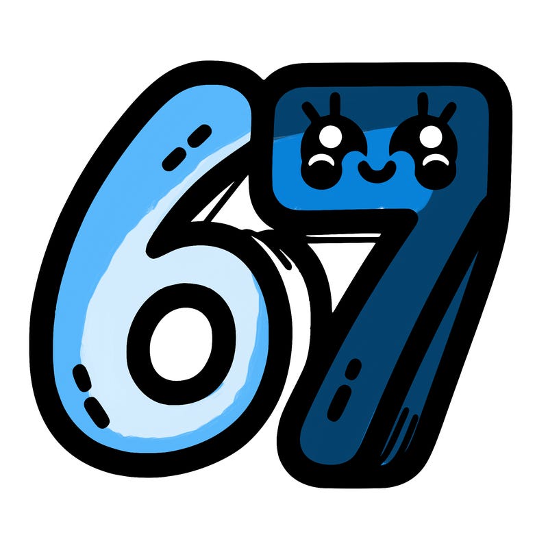 the numbers 67