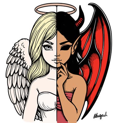 realistic angel half demon