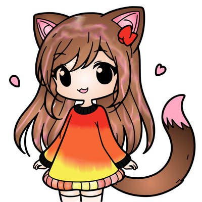girl with cat ears and tail