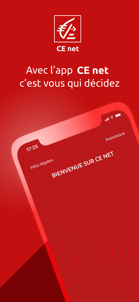 CE net – Caisse d’Epargne - Écran d'accueil de l'application bancaire mobile CE net pour les clients professionnels et institutionnels de la Caisse d'Epargne.