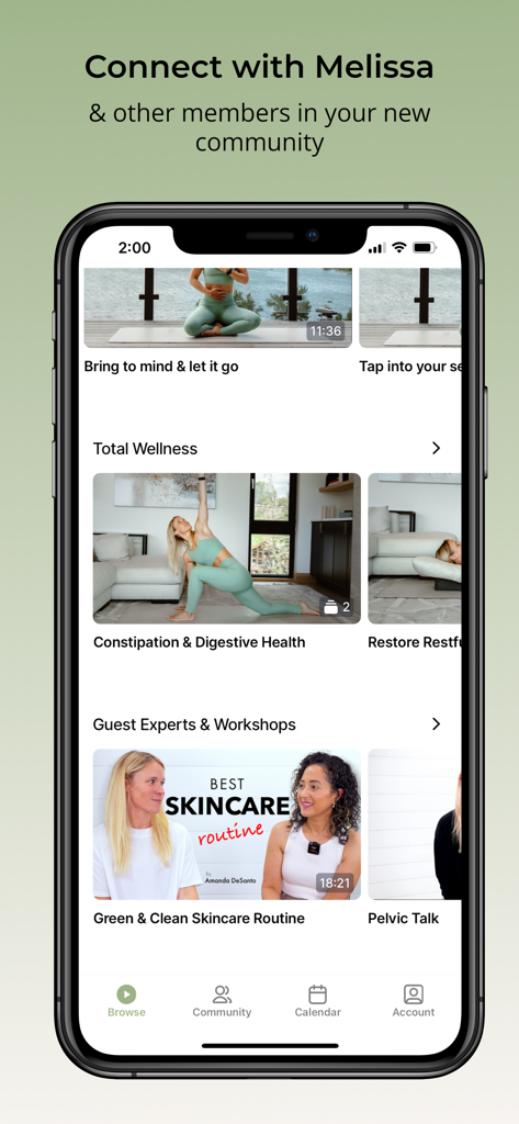Defy by Dr.Melissa - Defy by Dr. Melissa app interface showing health workshops and community connection features