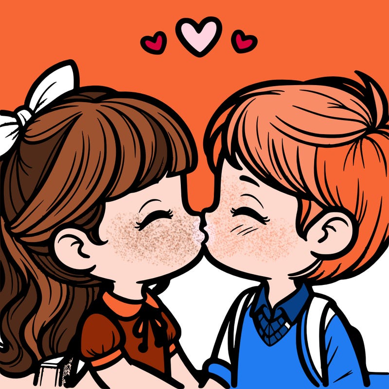 boy and girl kissing