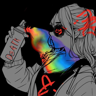 a realistic girl spray, painting