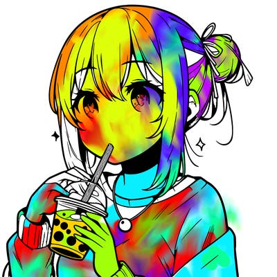manga character drinking boba