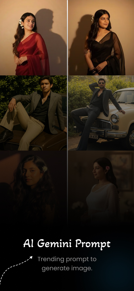 AI Gemini Prompt feature showing trending styles for image generation