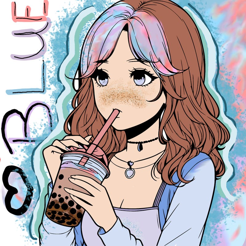 realistic girl drinking boba tea