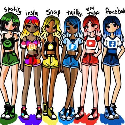 a group of girls wearing crop tops and shorts
