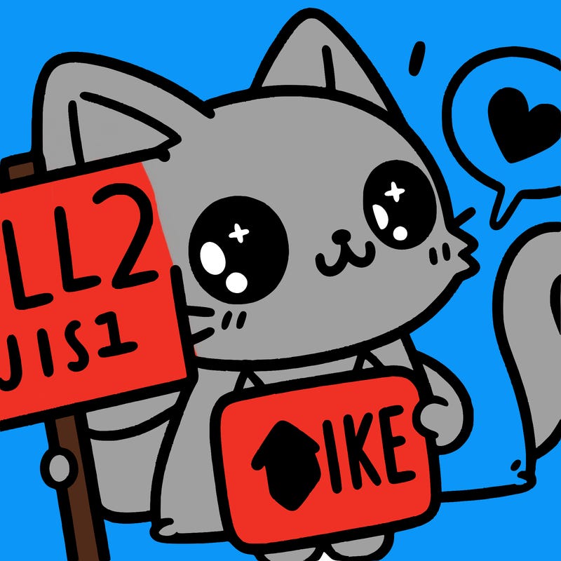 a cute cat holding a sign that says plz just 1 like