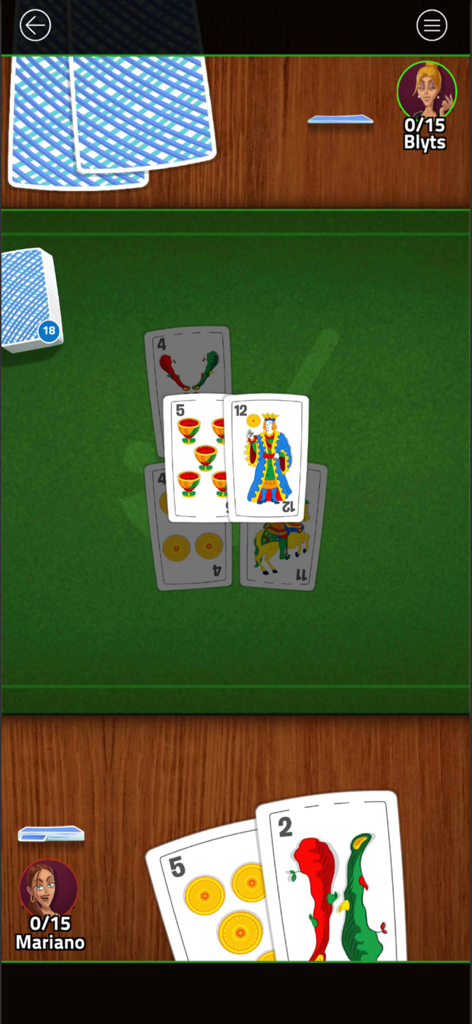 Gameplay of Escoba Blyts card game using a Spanish deck