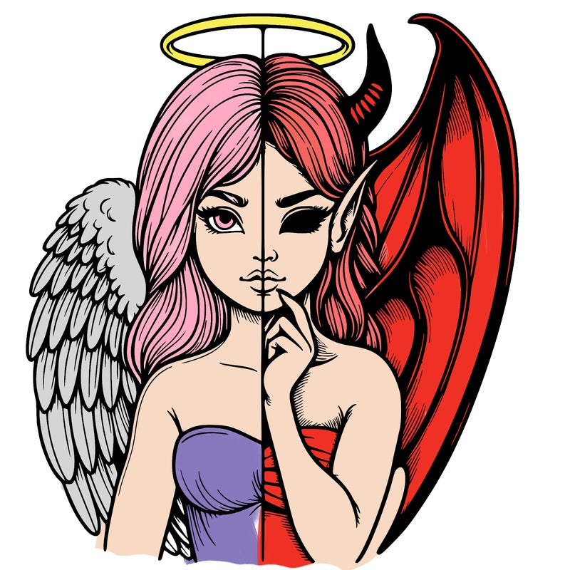 realistic angel half demon