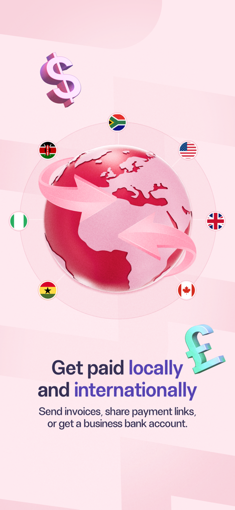 Catlog: Create Online Store - A globe surrounded by international flags and currency symbols promoting global payments in Catlog