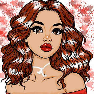realistic girl with wavy hair and lips