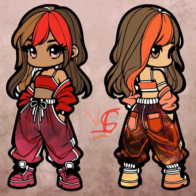 girl in crop top and baggy pants