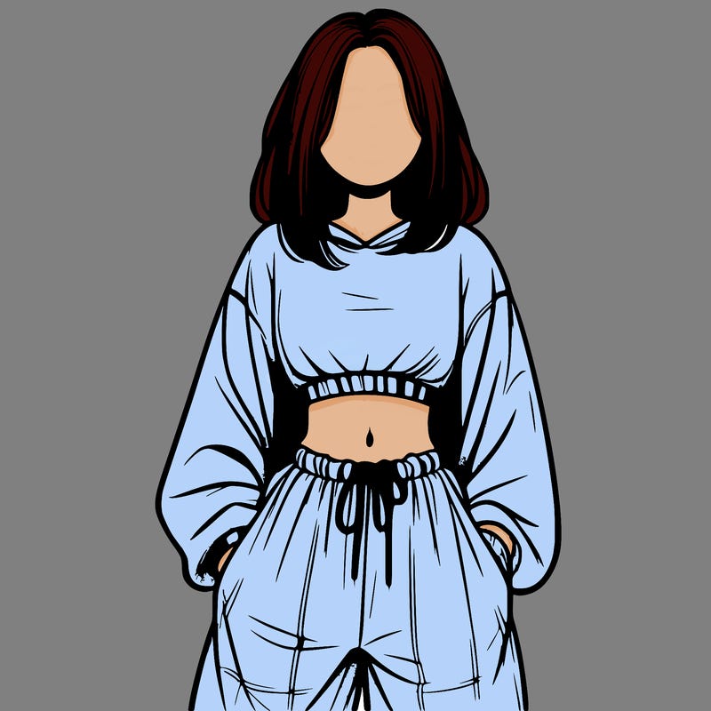 realistic girl faceless with baggy pants and a crop top