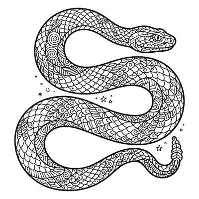 Dive into a world of intricate patterns with this stunning Zentangle Dot Work Snake coloring page. Each scale and curve offers a unique challenge, promising a deeply satisfying artistic experience.