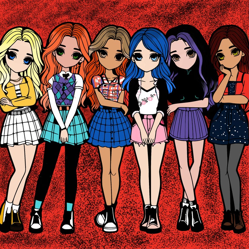 a group of girls realistic