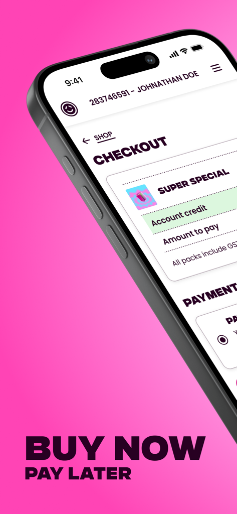 Powershop Lab NZ - Smartphone showing the checkout page of the Powershop Lab NZ app with a Buy Now Pay Later banner.