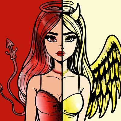 devil vs angel realistic girl