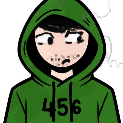 a person with non face waering a hoodie with a 456 symbol