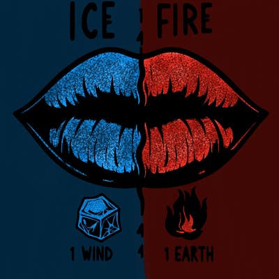 realistic lip split in fourth . 1 fourth ice 1 fire 1wind 1 earth