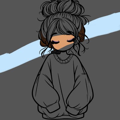 girl with baggy sweatshirt and messy bun
