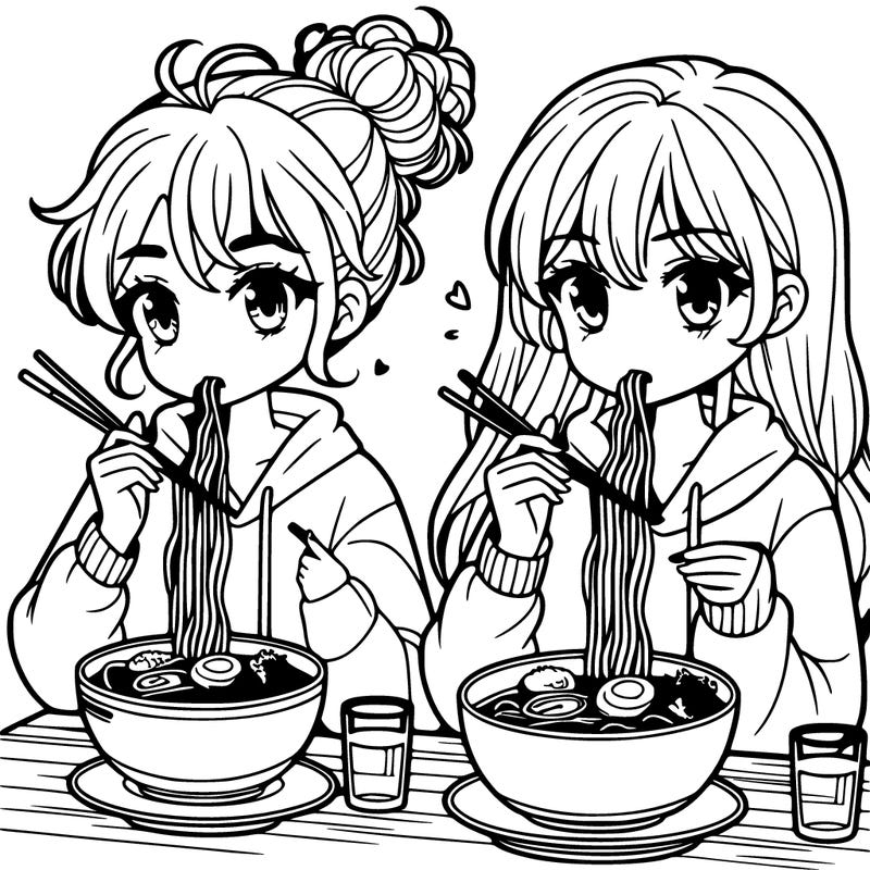 girls eating ramen
