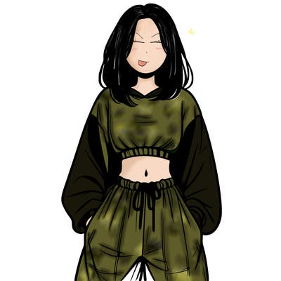realistic girl faceless with baggy pants and a crop top