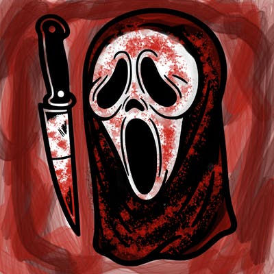 scream ghost face with a knife