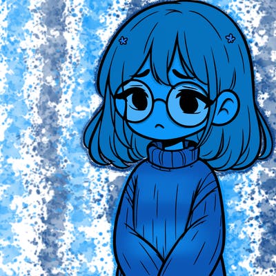sad girl with glasses in a sweater