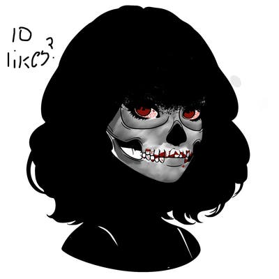 realistic girl with skull