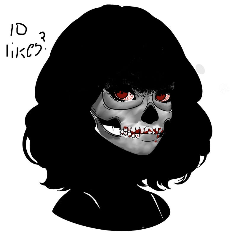 realistic girl with skull