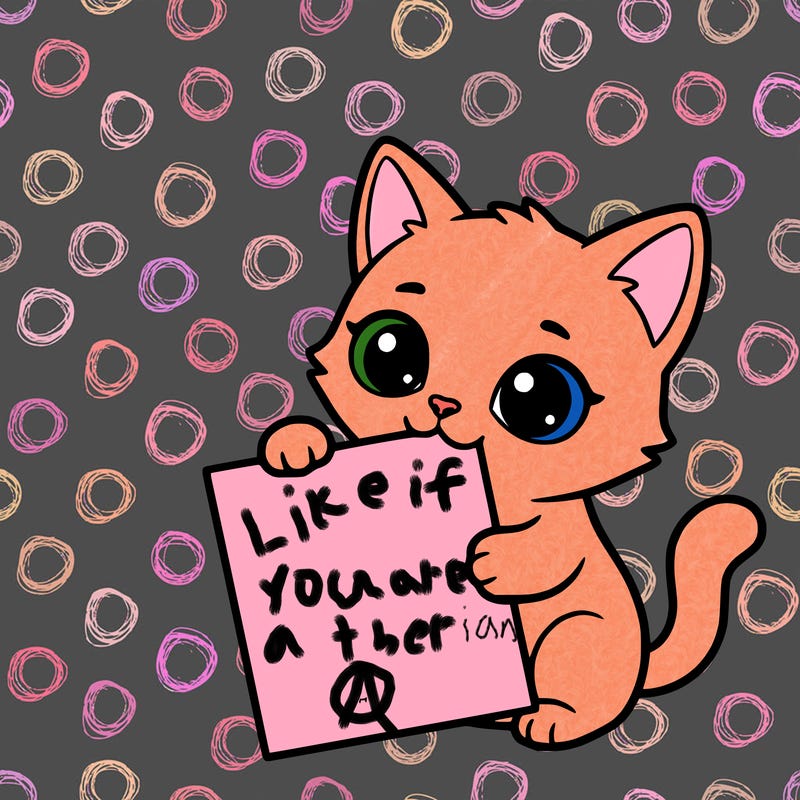 a small cat with a blank sheet of paper in its hand. the cat is sooooooo cute!