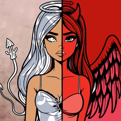 devil vs angel realistic girl