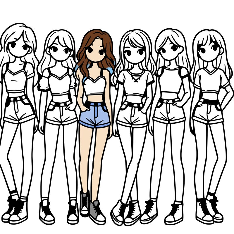 a group of girls wearing crop tops and shorts