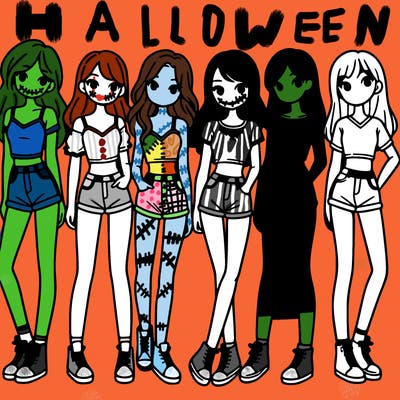 a group of girls wearing crop tops and shorts