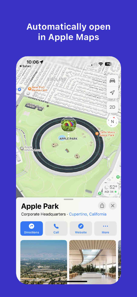 La extensión Mapper para Safari abre automáticamente una ubicación en Apple Maps