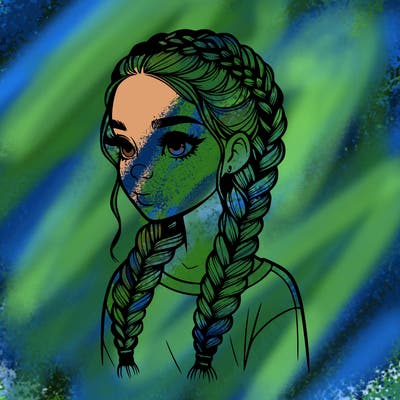 realistic girl with braids