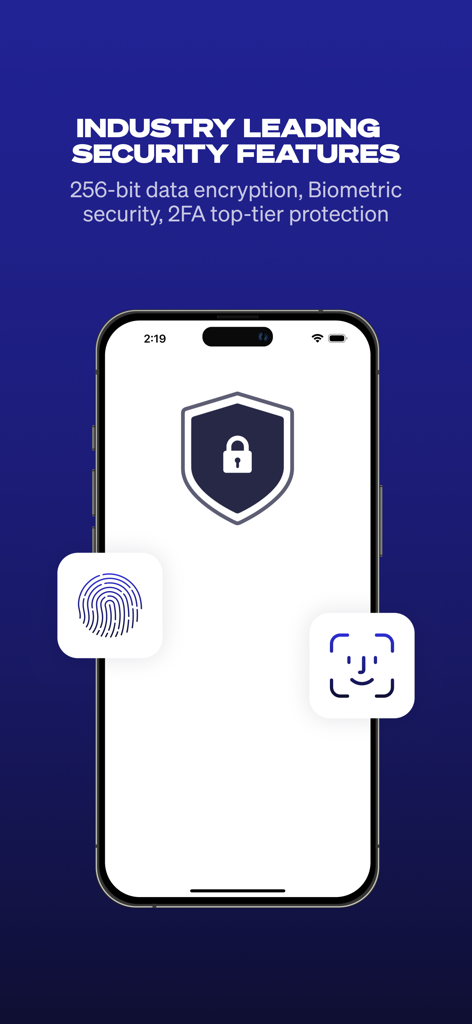 Elevate Pay: USD Banking - Elevate Pay app showcasing industry leading security features including biometric login and data encryption.