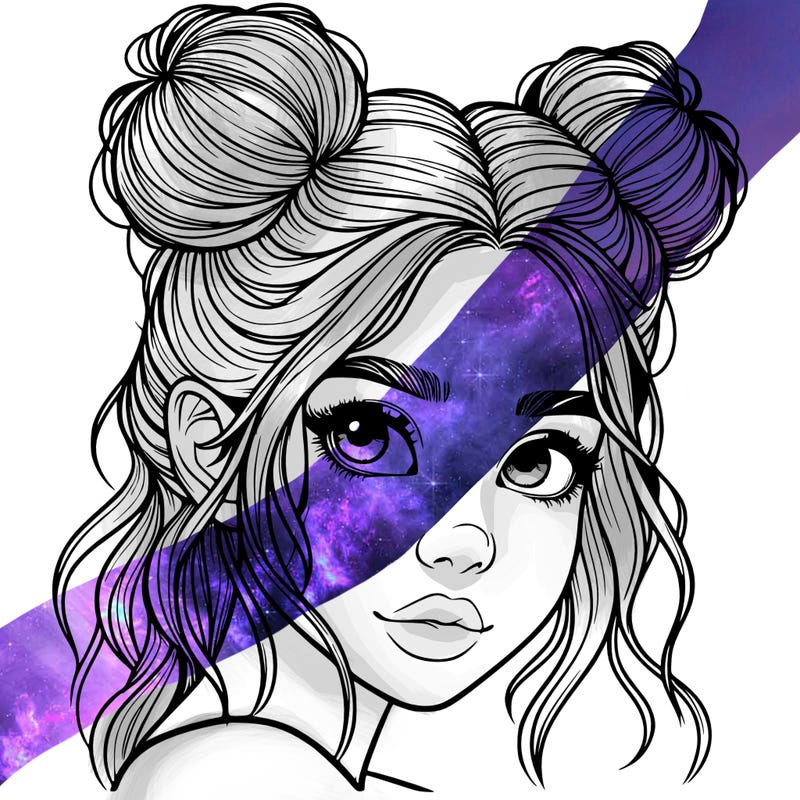 realistic girl with hair buns on her head