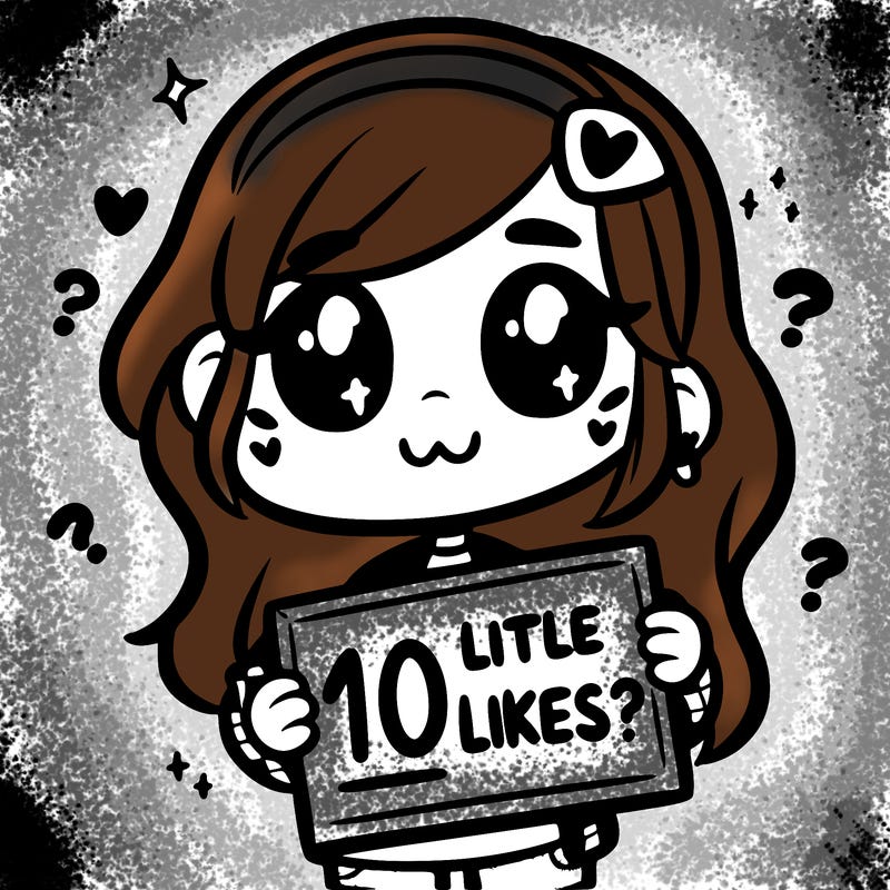 girl holding a sign that says 10 likes?