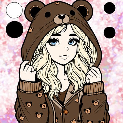 realistic girl in a animal pjs hoodie