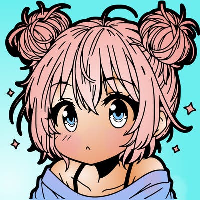 a manga girl with messy small buns
