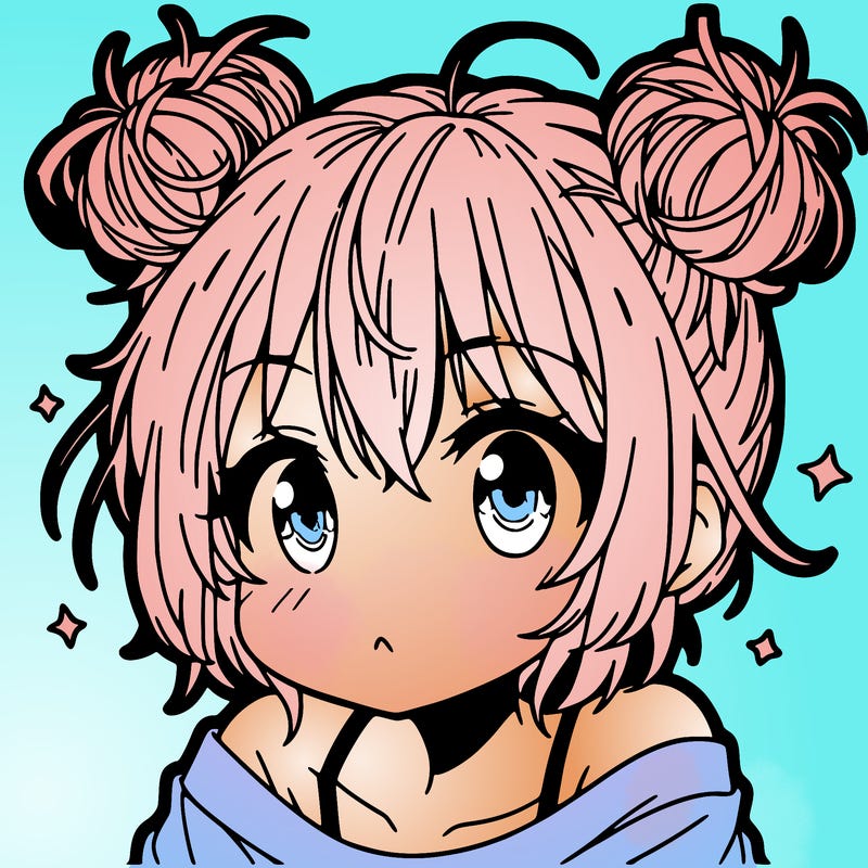 a manga girl with messy small buns